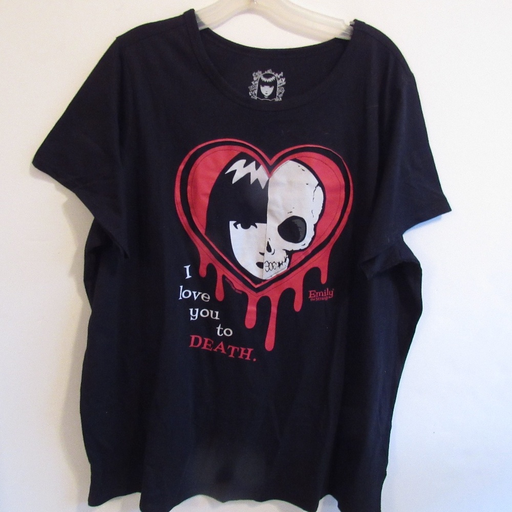 Emily The Strange Tee Shirt SZ 3 3X 22-24 Goth Valentines Emo